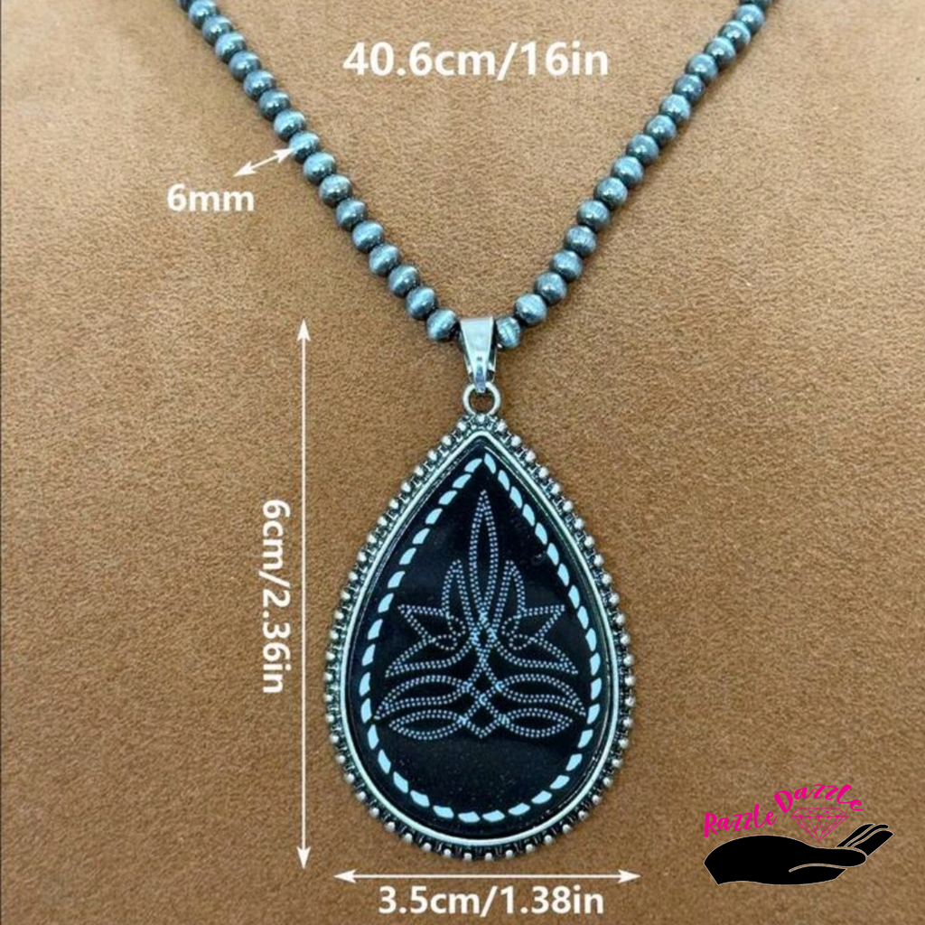 Stitched in the Saddle ~ Necklace and earring set