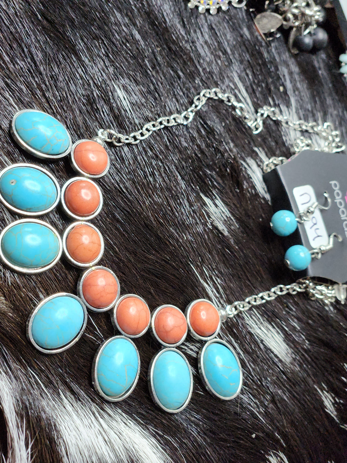 Turquoise necklace and earring set